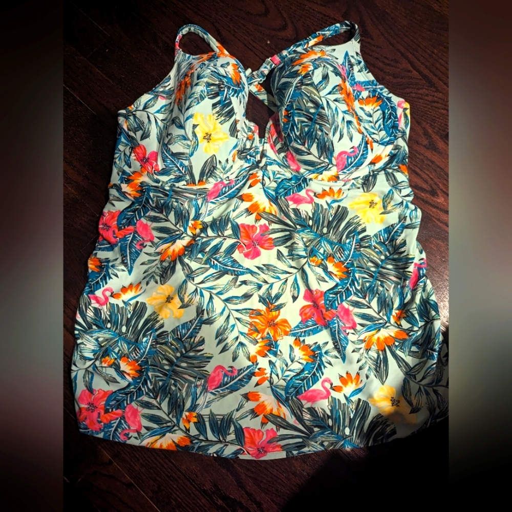 SWIM by Cacique tankini top, tropical 42F